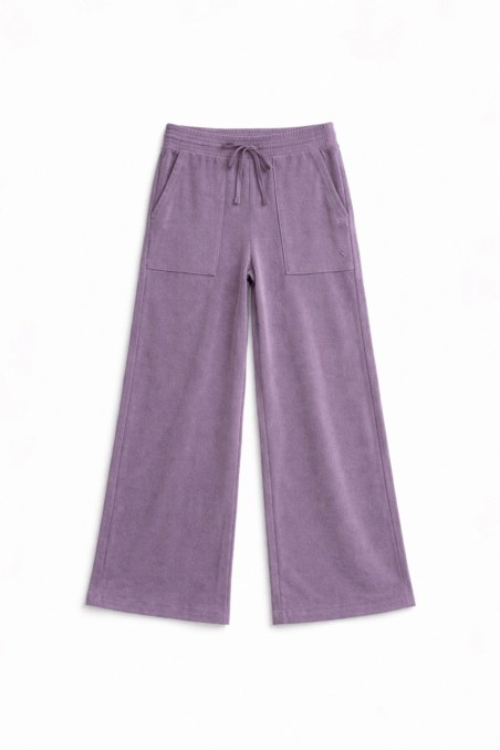 HIGH-WAISTED WIDE LEG TERRY PANTS-26811066-805