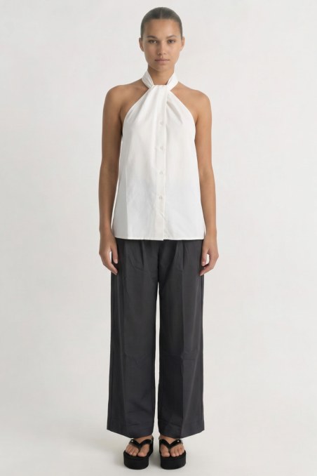 HALTER NECK SLEEVELESS SHIRT WITH OPEN BACK-26812034-102