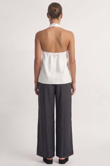 HALTER NECK SLEEVELESS SHIRT WITH OPEN BACK-26812034-102