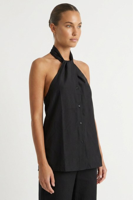 HALTER NECK SLEEVELESS SHIRT WITH OPEN BACK-26812034-110