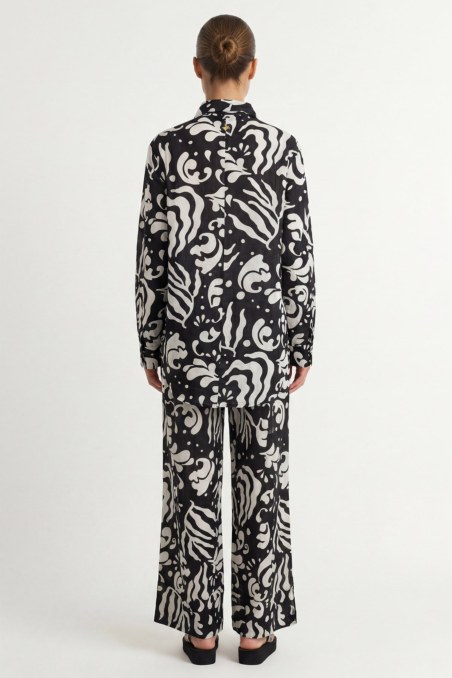 BLACK AND WHITE PRINTED SEMI-SHEER COTTON SHIRT-26812035-110
