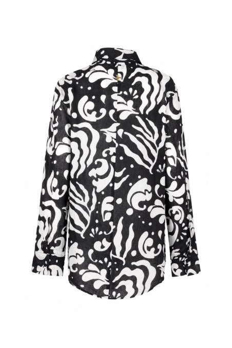 BLACK AND WHITE PRINTED SEMI-SHEER COTTON SHIRT-26812035-110