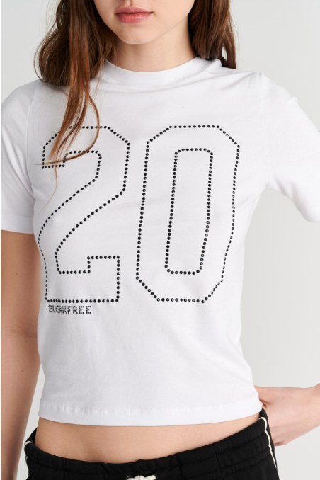 STRASS EMBELLISHED COTTON T-SHIRT-26812051-100