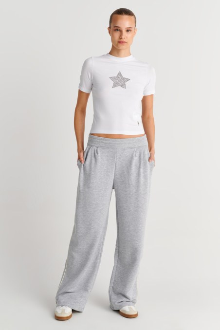 STRASS EMBELLISHED COTTON T-SHIRT WITH STAR PRINT-26812052-100