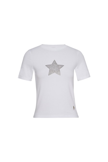 STRASS EMBELLISHED COTTON T-SHIRT WITH STAR PRINT-26812052-100