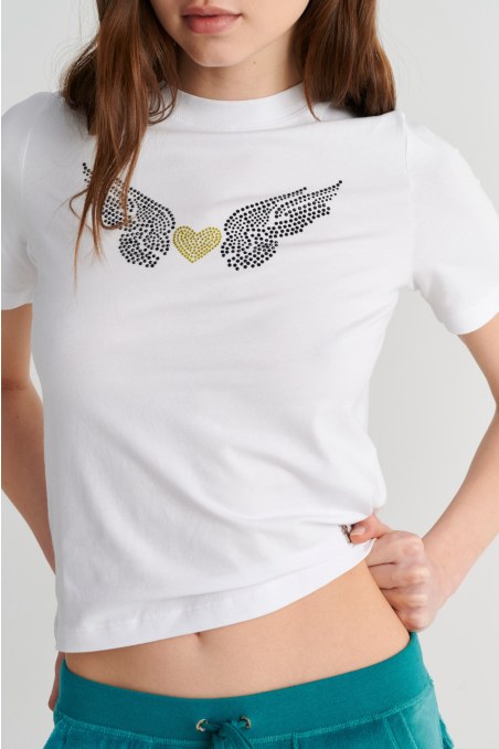 STRASS EMBELLISHED COTTON T-SHIRT-26812053-100