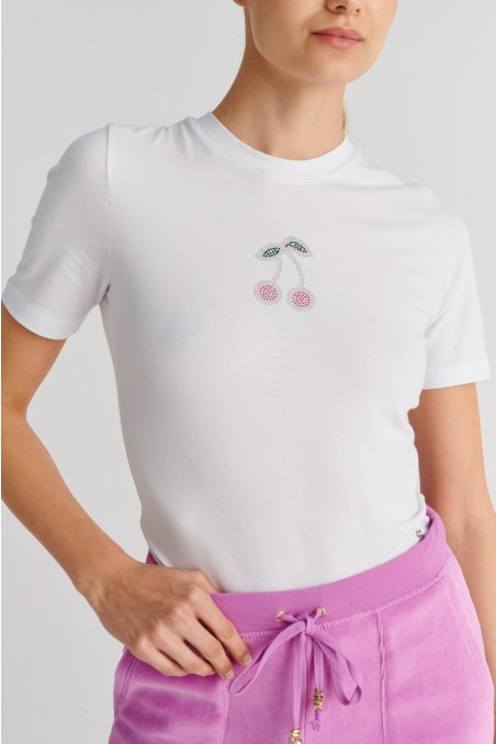 COLORFUL STRASS EMBELLISHED COTTON T-SHIRT-26812054-100