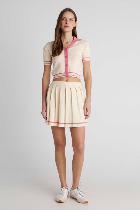 SHORT-SLEEVED KNITTED POLO TOP-26812058-102