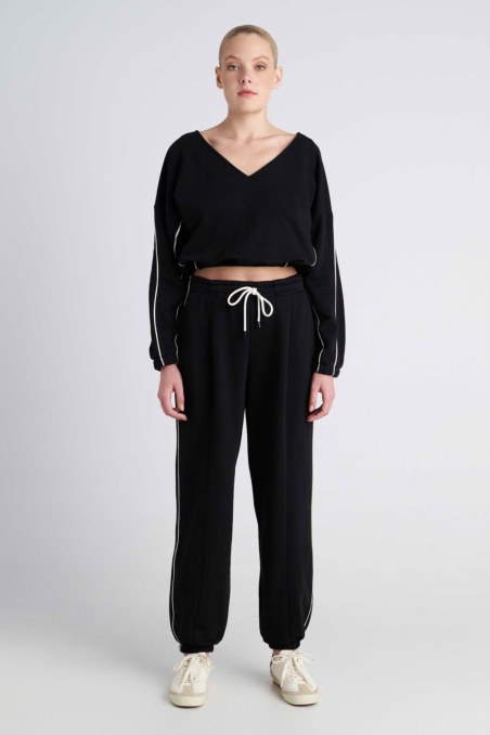 CONTRAST PIPING LONG-SLEEVED COTTON SWEATSHIRT-26812059-110