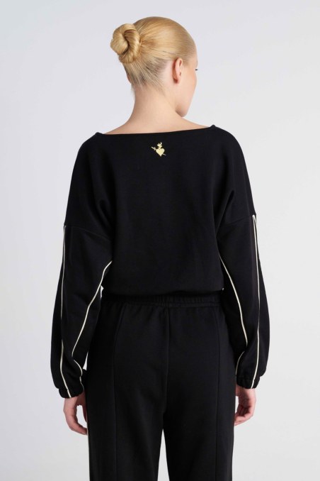 CONTRAST PIPING LONG-SLEEVED COTTON SWEATSHIRT-26812059-110