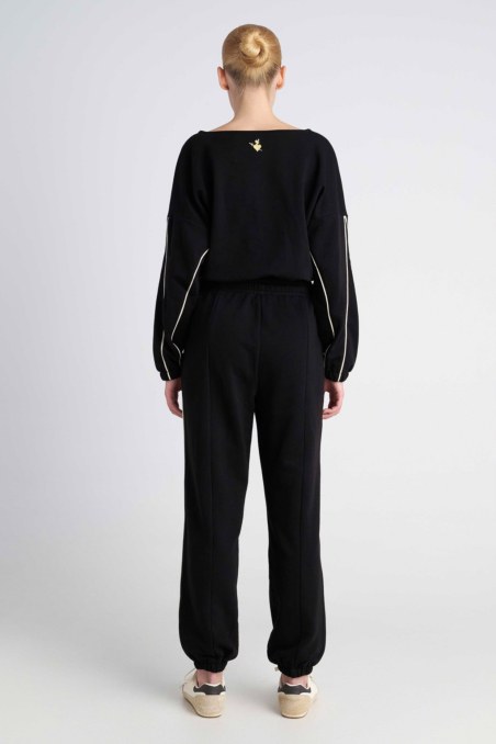 CONTRAST PIPING LONG-SLEEVED COTTON SWEATSHIRT-26812059-110