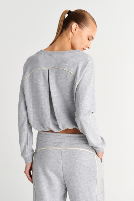 CONTRAST PIPING LONG-SLEEVED COTTON SWEATSHIRT-26812060-205