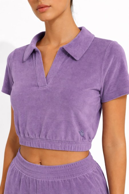 MONOCHROME CROPPED TERRY TOP WITH COLLAR-26812066-805