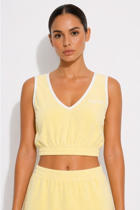 SLEEVELESS TERRY CROP TOP WITH 'V' NECKLINE-26812067-605