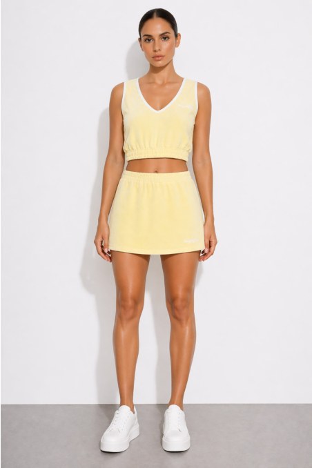 SLEEVELESS TERRY CROP TOP WITH 'V' NECKLINE-26812067-605