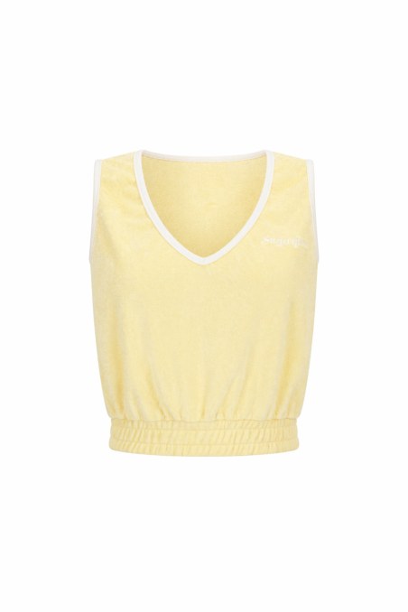 SLEEVELESS TERRY CROP TOP WITH 'V' NECKLINE-26812067-605