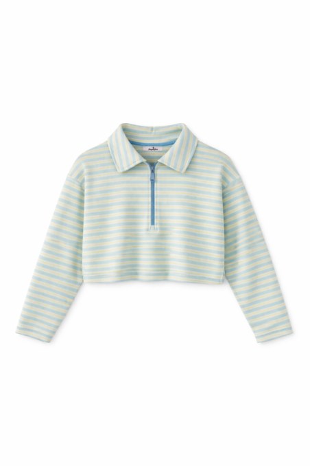 STRIPED POLO STYLE CROPPED TERRY TOP-26812072-987