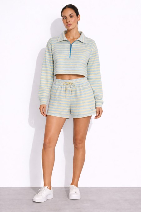 STRIPED POLO STYLE CROPPED TERRY TOP-26812072-987