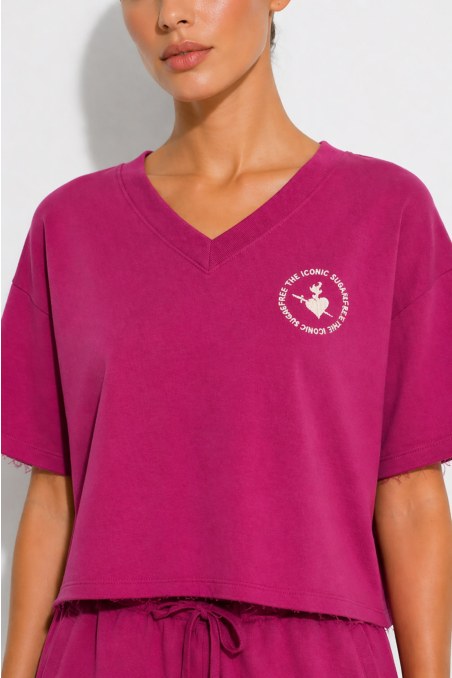 MONOCHROME COTTON TOP WITH 'V' NECKLINE-26812079-716