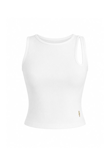 RIBBED COTTON CROP TOP WITH CUT-OUT AT ONE SHOULDER-26812098-102