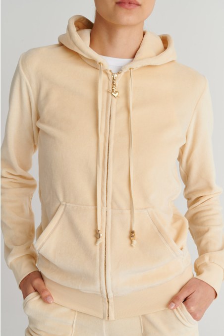 FASHION BASIC VELOUR HOODED JACKET-26813000-300