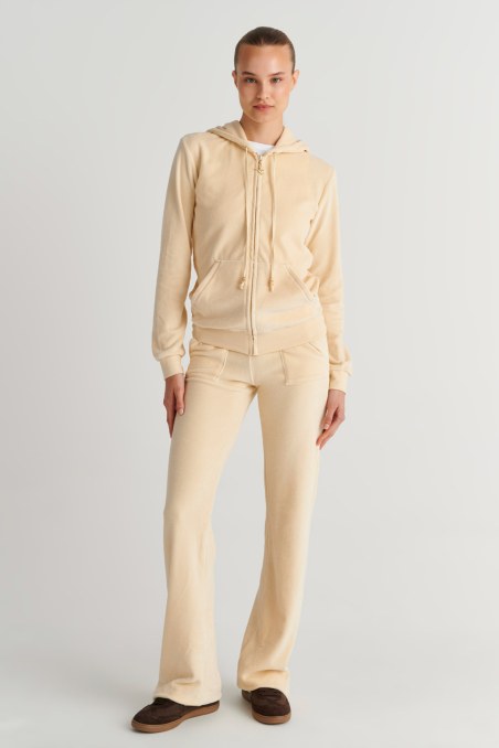 FASHION BASIC VELOUR HOODED JACKET-26813000-300