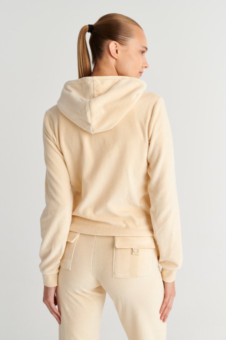 FASHION BASIC VELOUR HOODED JACKET-26813000-300