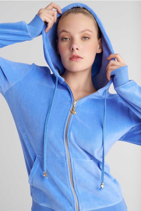 FASHION BASIC VELOUR HOODED JACKET-26813000-421