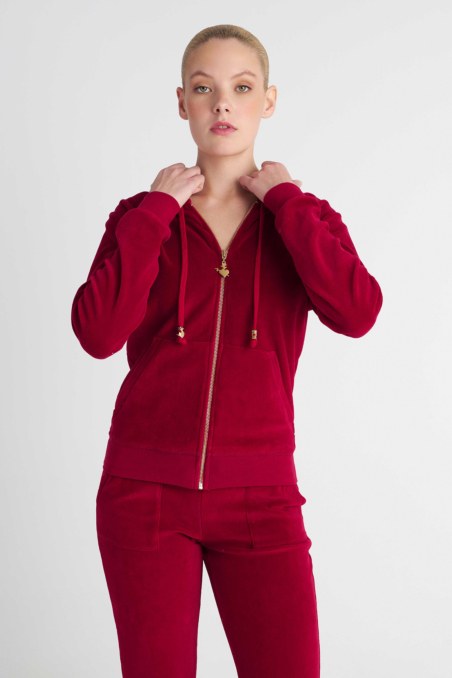 FASHION BASIC VELOUR HOODED JACKET-26813000-857