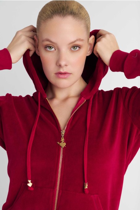 FASHION BASIC VELOUR HOODED JACKET-26813000-857