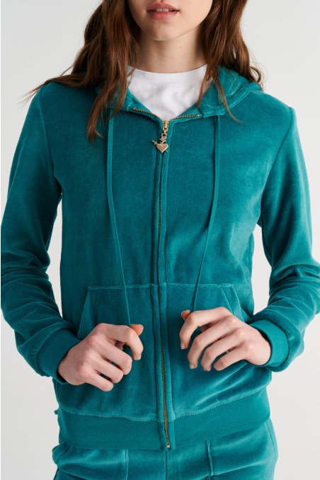 FASHION BASIC VELOUR HOODED JACKET-26813000-863