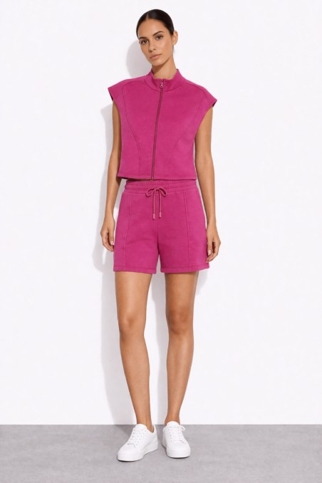 SOFT LIGHT TOUCH SLEEVELESS JACKET WITH COLLAR-26813018-720