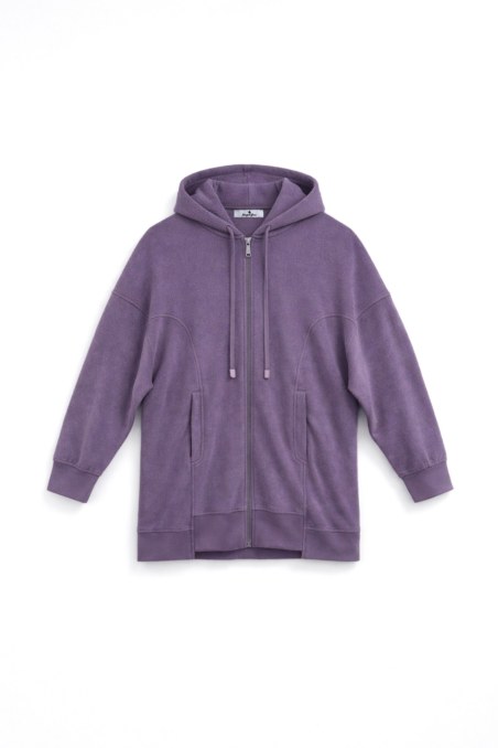 EMBOSSED PRINT OVERSIZED TERRY HOODED JACKET-26813070-805