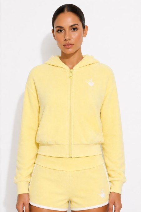 CROPPED HOODED TERRY JACKET-26813071-605