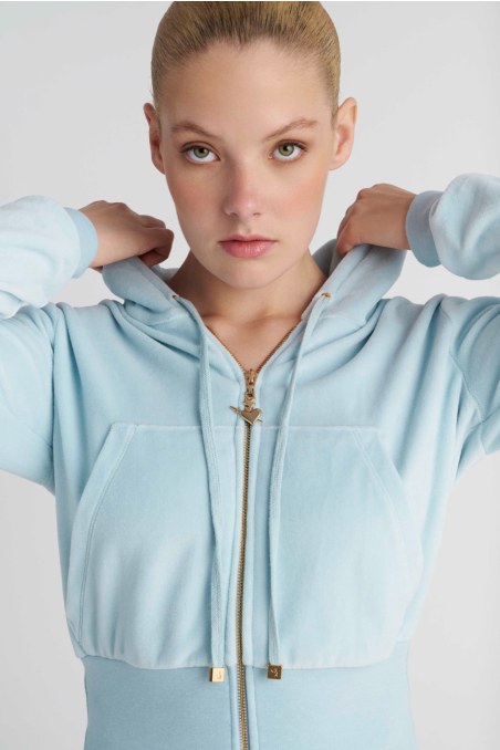 CROPPED HOODED VELOUR JACKET-26813073-448