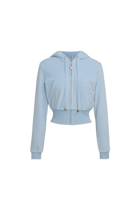 CROPPED HOODED VELOUR JACKET-26813073-448