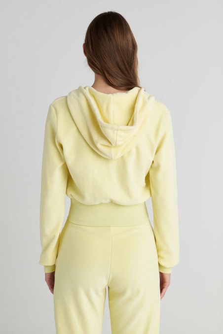 CROPPED HOODED VELOUR JACKET-26813073-506