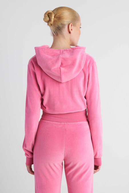 CROPPED HOODED VELOUR JACKET-26813073-720