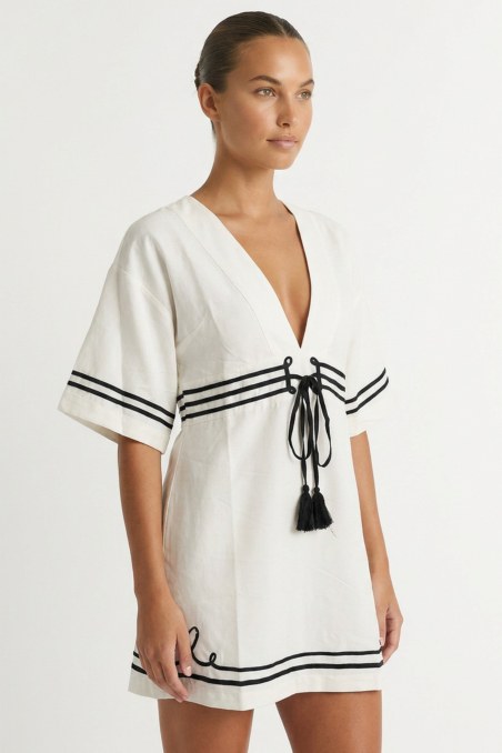TWO-TONE MINI DRESS/KAFTAN WITH 3/4 SLEEVES-26814034-102