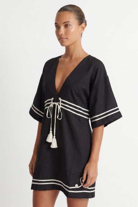 TWO-TONE MINI DRESS/KAFTAN WITH 3/4 SLEEVES-26814034-110