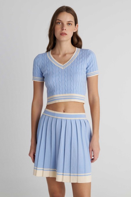 PLEATED KNITTED MINI SKIRT-26814057-309