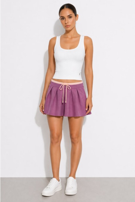 MONOCHROME COTTON MINI SKIRT-26814076-815