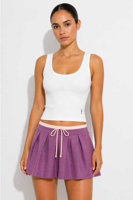 MONOCHROME COTTON MINI SKIRT-26814076-815