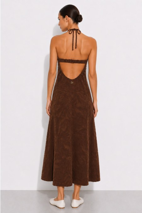 STRUCTURED TERRY MAXI DRESS WITH HALTERNECK-26814111-312