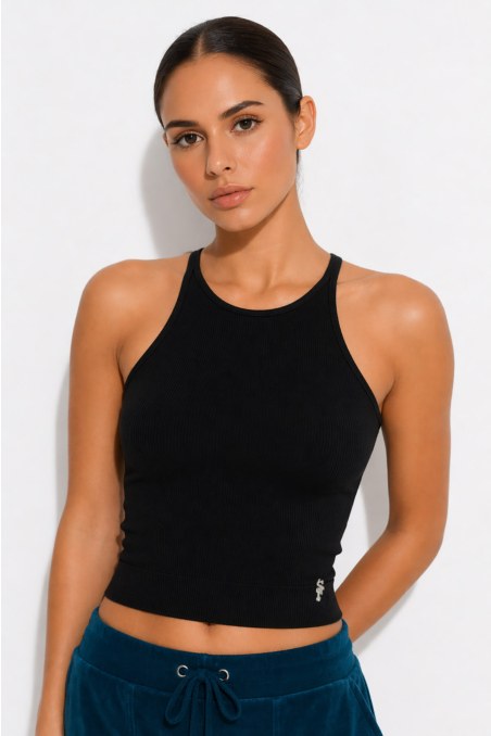 SEAMLESS HALTERNECK RIBBED CROPPED TOP-26818012-110