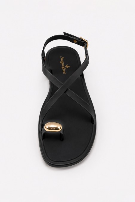 CROSSOVER STRAP FLAT SANDALS WITH METAL DETAIL-26819024-110