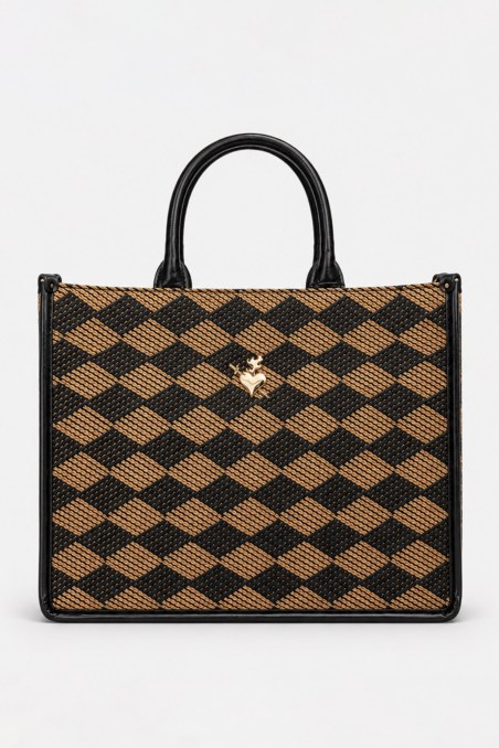 RHOMBUS PATTERN STRAW TOTE BAG-26819064-322