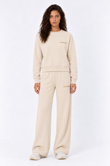 BASIC COTTON WIDE LEG PANTS WITH INNER SOFT FLEECE FABRIC-26831028-929
