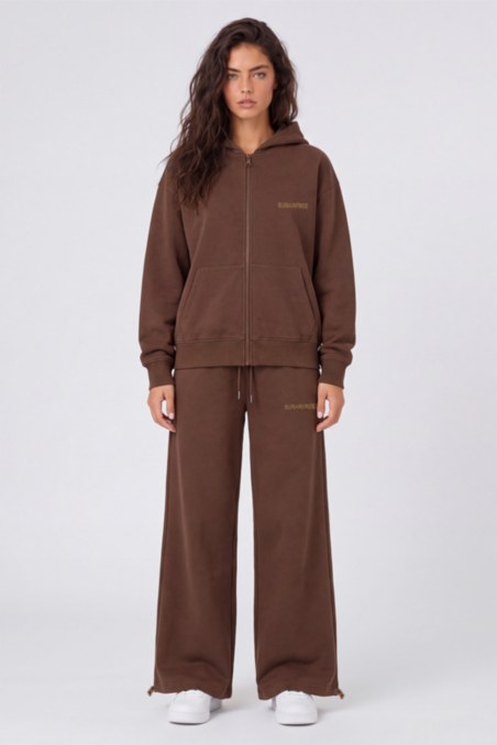 BASIC COTTON WIDE LEG PANTS WITH INNER SOFT FLEECE FABRIC-26831029-332