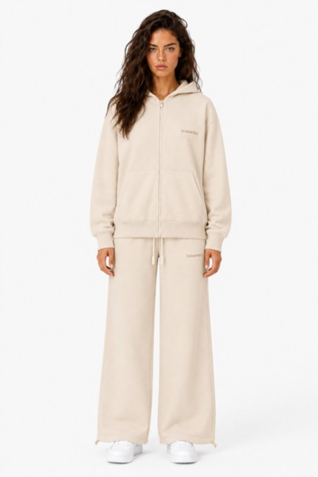 BASIC COTTON WIDE LEG PANTS WITH INNER SOFT FLEECE FABRIC-26831029-929